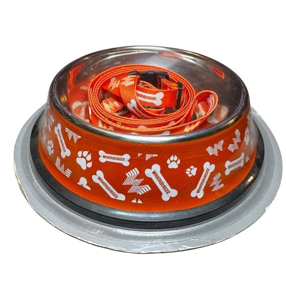 Dog Leash Other - Whataburger Pet Set Collar Leash Bowls Small‎ Medium Dog Orange